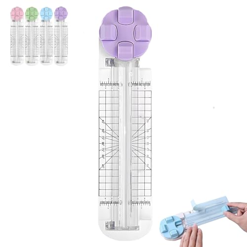 4 in 1 Paper Cutter, 4-in-1-Multifunktions-Papierschneider with Straight Wave Perforated Creasing Blades mit Nicht Slip Basis für kreative Freizeit Scrapbooking Fabricing tragbarem Werkzeug(Purple) von Explcior