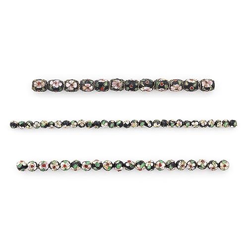 Expo International Cloisonne Vintage-Perlen, handbemalt, klassisch, Schwarz, mehrfarbig von Expo International