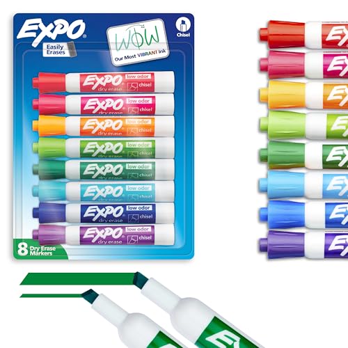 Expo 2 low-odor Dry Erase Marker, Keilspitze, 16 Stück, verschiedene Farben (81045) 8-Pack Vibrant Colors von Expo