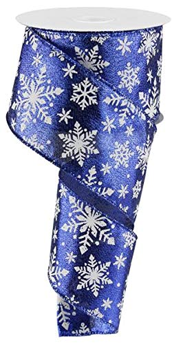 Schneeflocke Weihnachtsband mit Draht: Königsblau, Silber, Weiß, 6,3 cm x 9,1 m Schneeflocke Weihnachtsband mit Draht: Königsblau, Silber, Weiß, 6,3 cm x 9,1 m von Expressions