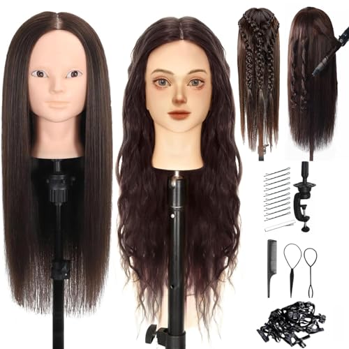 Exquilnova Frisierkopf 70% Echthaar Schminkkopf, 60 cm Frisurenkopf, Friseur Mannequin Kopf, Trainingsköpfe für Friseure, Puppenkopf zum Frisieren mit Puppenkopf Ständer und Friseur Zubehör (Braun) Exquilnova Frisierkopf 70% Echthaar Schminkkopf, 60 cm Frisurenkopf, Friseur Mannequin Kopf, Trainingsköpfe für Friseure, Puppenkopf zum Frisieren mit Puppenkopf Ständer und Friseur Zubehör (Braun) von Exquilnova