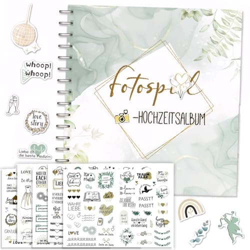 Exquilnova Hochzeit Fotobuch mit Sticker, Fotoalbum Hochzeit mit Platzhaltern für Fotoaufgaben, Hochzeitsalbum mit Spiralbindung Gästebuch, 21 x 21 cm, Eukalyptus, Personalisiert für Hochzeitsfotos Exquilnova Hochzeit Fotobuch mit Sticker, Fotoalbum Hochzeit mit Platzhaltern für Fotoaufgaben, Hochzeitsalbum mit Spiralbindung Gästebuch, 21 x 21 cm, Eukalyptus, Personalisiert für Hochzeitsfotos von Exquilnova