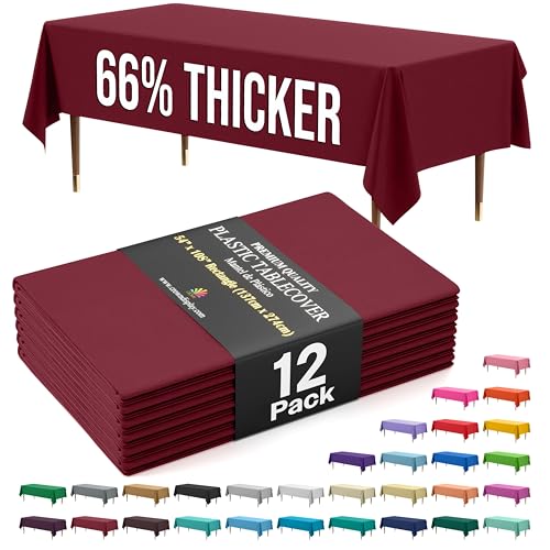 Exquisite 66 % dickere Premium-Kunststoff-Tischdecke, rechteckig, 0,5 mm, 12er-Pack, Burgunderrot, 137 x 274 cm, Tischdecke reißt nicht so leicht wie billige dünne Marken Exquisite 66 % dickere Premium-Kunststoff-Tischdecke, rechteckig, 0,5 mm, 12er-Pack, Burgunderrot, 137 x 274 cm, Tischdecke reißt nicht so leicht wie billige dünne Marken von Exquisite