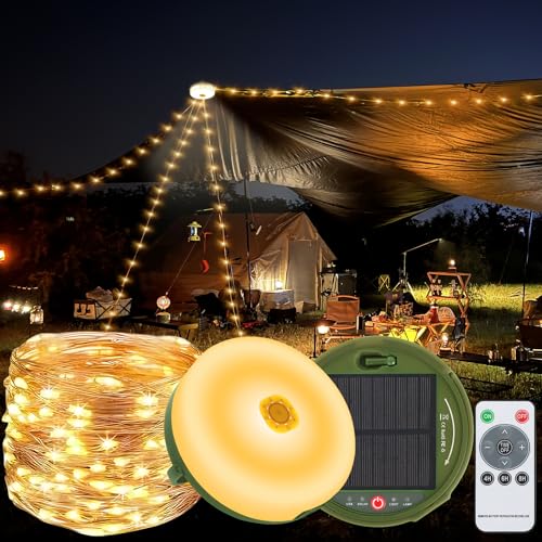Exsivemy Camping Lichterkette, 22M Camping Lichterkette Aufrollbar Solar, 3600mAh Campinglampe mit Fernbedienung, USB Wiederaufladbare, 8 Beleuchtungsmodi Wasserdichte Ausziehbare Lichterkette Camping Exsivemy Camping Lichterkette, 22M Camping Lichterkette Aufrollbar Solar, 3600mAh Campinglampe mit Fernbedienung, USB Wiederaufladbare, 8 Beleuchtungsmodi Wasserdichte Ausziehbare Lichterkette Camping von Exsivemy