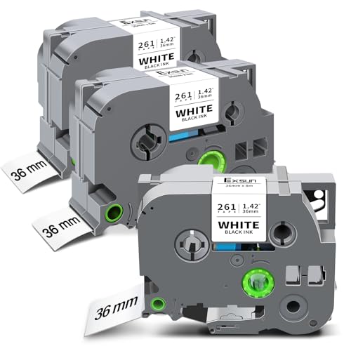 Exsun 3 Pack Kompatibel 36mm Schriftband für Brother P-Touch Bänder TZe Ersatz für TZe-261 TZe261 für Brother P-touch CUBE Pro PT-P910BT PT-P950NW PT-P900W Beschriftungsgerät Schwarz auf Weiß Exsun 3 Pack Kompatibel 36mm Schriftband für Brother P-Touch Bänder TZe Ersatz für TZe-261 TZe261 für Brother P-touch CUBE Pro PT-P910BT PT-P950NW PT-P900W Beschriftungsgerät Schwarz auf Weiß von Exsun
