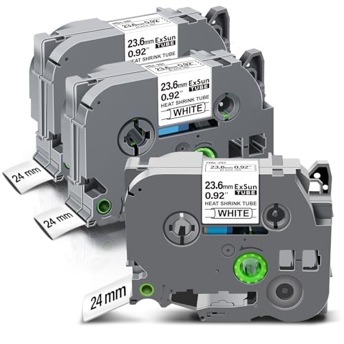 Exsun 3er-Pack 23,6mm Schrumpfetikett Kompatibel mit Brother Ptouch Schrumpfschlauch Hse-251 Hse 251 HSc-251 Etikettenband für PT-P750W PT-P950NW PT-E110 PT-E300 PT-E550W PT-D450 D600 Schwarz auf Weiß Exsun 3er-Pack 23,6mm Schrumpfetikett Kompatibel mit Brother Ptouch Schrumpfschlauch Hse-251 Hse 251 HSc-251 Etikettenband für PT-P750W PT-P950NW PT-E110 PT-E300 PT-E550W PT-D450 D600 Schwarz auf Weiß von Exsun