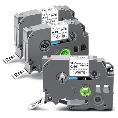 Exsun 3er-Pack Kompatibel 11,7mm Schrumpfschlauch Schriftband als Ersatz für Brother Hse-231 Hs-231 HSc-231 für Brother Ptouch PT-E300 PT-E100 PT-E550W PT-P750W PT-H300 Schwarz auf Weiß Exsun 3er-Pack Kompatibel 11,7mm Schrumpfschlauch Schriftband als Ersatz für Brother Hse-231 Hs-231 HSc-231 für Brother Ptouch PT-E300 PT-E100 PT-E550W PT-P750W PT-H300 Schwarz auf Weiß von Exsun