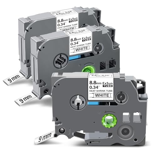Exsun 3er-Pack Kompatibel 8,8mm Schrumpfschläuche Etikettenband für Brother HSe-221 HSe221 HS221 HS-221 für Brother Ptouch PT-E300 PT-E550W PT-H500 PT-H500LI PT-P700 PT-P750W PT-D200 Schwarz auf Weiß Exsun 3er-Pack Kompatibel 8,8mm Schrumpfschläuche Etikettenband für Brother HSe-221 HSe221 HS221 HS-221 für Brother Ptouch PT-E300 PT-E550W PT-H500 PT-H500LI PT-P700 PT-P750W PT-D200 Schwarz auf Weiß von Exsun