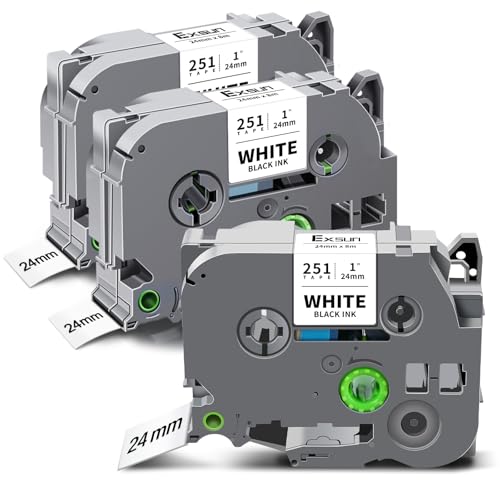 Exsun 3x Kompatibel TZe-251 TZe251 Tzc251 TZ-251 für Brother TZe 24mm Schriftband mit Brother Ptouch E550W P710BT D610BT D600VP P700 P750W 2430 2730 Cube Schwarz auf Weiß 24mm x 8m Exsun 3x Kompatibel TZe-251 TZe251 Tzc251 TZ-251 für Brother TZe 24mm Schriftband mit Brother Ptouch E550W P710BT D610BT D600VP P700 P750W 2430 2730 Cube Schwarz auf Weiß 24mm x 8m von Exsun