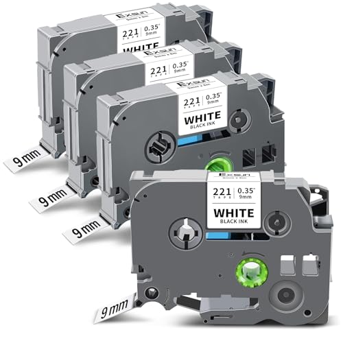 Exsun 4 Pack kompatibel 9mm Schriftband für Brother TZe-221 TZe221 TZ-221 TZ Tape für PT-H105 PT-H107B PT-H100LB 1000 PT-D210VP D600VP D400 PT-E100 P700 PT-H100R PTP750W Schwarz auf Weiß Exsun 4 Pack kompatibel 9mm Schriftband für Brother TZe-221 TZe221 TZ-221 TZ Tape für PT-H105 PT-H107B PT-H100LB 1000 PT-D210VP D600VP D400 PT-E100 P700 PT-H100R PTP750W Schwarz auf Weiß von Exsun