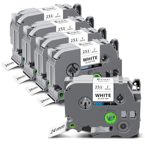 Exsun 5 Pack Kompatibel TZe-251 TZe251 Tzc251 TZ-251 für Brother TZe 24mm Schriftband mit Brother Ptouch E550W P710BT D610BT D600VP P700 P750W 2430 2730 Cube Schwarz auf Weiß 24mm x 8m Exsun 5 Pack Kompatibel TZe-251 TZe251 Tzc251 TZ-251 für Brother TZe 24mm Schriftband mit Brother Ptouch E550W P710BT D610BT D600VP P700 P750W 2430 2730 Cube Schwarz auf Weiß 24mm x 8m von Exsun