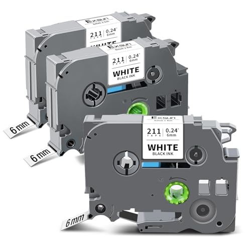 Exsun Kompatible TZ Tape 6mm Schriftband für Brother Ptouch Etikettenband TZe-211 Tze-211 Laminated Tape Cassette für Brother Ptouch PT-H105 D210 E110 1010 1000 1005 1280 D400 H100R Schwarz auf Weiß Exsun Kompatible TZ Tape 6mm Schriftband für Brother Ptouch Etikettenband TZe-211 Tze-211 Laminated Tape Cassette für Brother Ptouch PT-H105 D210 E110 1010 1000 1005 1280 D400 H100R Schwarz auf Weiß von Exsun