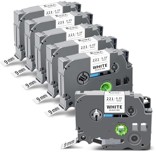 Exsun kompatibel 9mm Schriftband für Brother TZe221 TZe-221 TZ-221 TZ Tape für PT-H105 PT-H107B PT-H100LB 1000 PT-D210VP D600VP D400 PT-E100 P700 PT-H100R PTP750W Schwarz auf Weiß 6Pack Exsun kompatibel 9mm Schriftband für Brother TZe221 TZe-221 TZ-221 TZ Tape für PT-H105 PT-H107B PT-H100LB 1000 PT-D210VP D600VP D400 PT-E100 P700 PT-H100R PTP750W Schwarz auf Weiß 6Pack von Exsun