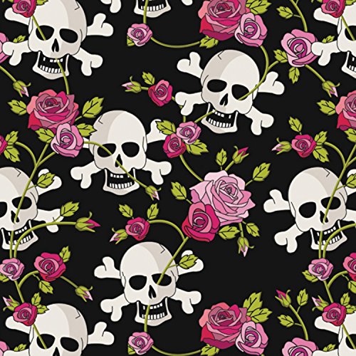 Geschenkpapier - DAS stylishe Geschenkpapier, welches Sie selbst auswählen können. (Totenkopf mit roten Rosen)) von ExtraPapeterie