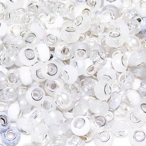 200 Stück europäische Perlen mit großem Loch, verschiedene europäische Bastelperlen, weiße große Löcher, Feenstäbe, Gartenperlen, großes Loch, Lampwork-Abstandshalter für DIY-Stifte, Charms 200 Stück europäische Perlen mit großem Loch, verschiedene europäische Bastelperlen, weiße große Löcher, Feenstäbe, Gartenperlen, großes Loch, Lampwork-Abstandshalter für DIY-Stifte, Charms von Exway