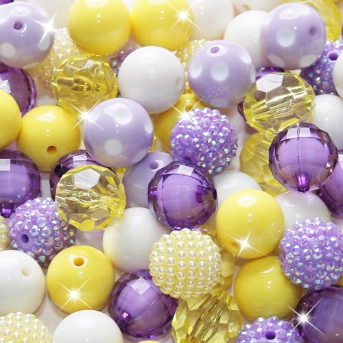 48 Stück 20 mm Perlen für Stifte, Strass, Kaugummi-Perlen, gemischte Kristall-Acrylperlen, rund, klobige Perlen, glitzernde große Kugeln für Stifte, Perlen, Schlüsselanhänger, Armband, Halskette 48 Stück 20 mm Perlen für Stifte, Strass, Kaugummi-Perlen, gemischte Kristall-Acrylperlen, rund, klobige Perlen, glitzernde große Kugeln für Stifte, Perlen, Schlüsselanhänger, Armband, Halskette von Exway