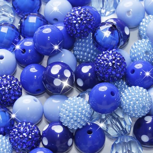 48 Stück 20 mm Perlen für Stifte, Strass, Kaugummi-Perlen, gemischte Kristall-Acrylperlen, rund, klobige Perlen, glitzernde große Kugeln für Stifte, Perlen, Schlüsselanhänger, Armband, Halskette 48 Stück 20 mm Perlen für Stifte, Strass, Kaugummi-Perlen, gemischte Kristall-Acrylperlen, rund, klobige Perlen, glitzernde große Kugeln für Stifte, Perlen, Schlüsselanhänger, Armband, Halskette von Exway