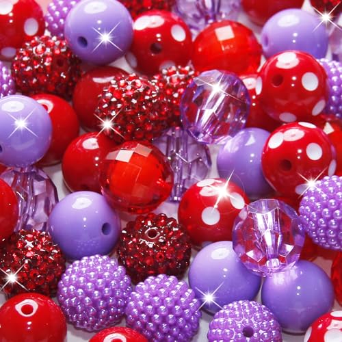 48 Stück 20 mm Perlen für Stifte, Strass, Kaugummi-Perlen, gemischte Kristall-Acrylperlen, rund, klobige Perlen, glitzernde große Kugeln für Stifte, Perlen, Schlüsselanhänger, Armband, Halskette 48 Stück 20 mm Perlen für Stifte, Strass, Kaugummi-Perlen, gemischte Kristall-Acrylperlen, rund, klobige Perlen, glitzernde große Kugeln für Stifte, Perlen, Schlüsselanhänger, Armband, Halskette von Exway