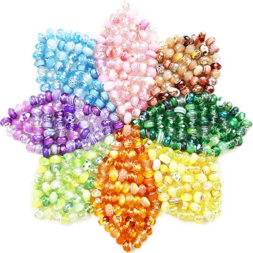 Exway Europäische Großloch-Abstandshalter-Perlen, 200 Stück, große Löcher, Feenstäbe, Gartenperlen für Stäbe, Dekoration, Lampwork, Murano-Perlen, Kristallperlen für selbstgemachte Charm-Armbänder Exway Europäische Großloch-Abstandshalter-Perlen, 200 Stück, große Löcher, Feenstäbe, Gartenperlen für Stäbe, Dekoration, Lampwork, Murano-Perlen, Kristallperlen für selbstgemachte Charm-Armbänder von Exway