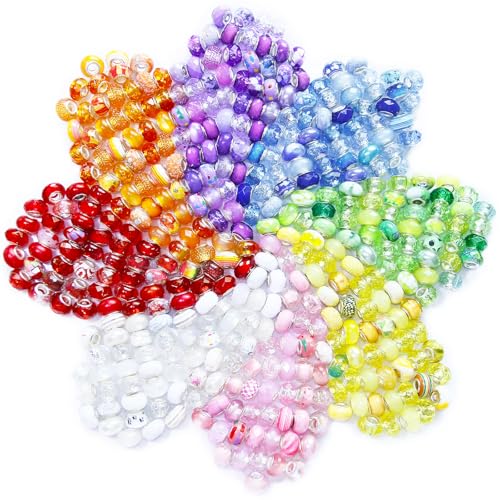 Exway Europäische Großloch-Abstandshalter-Perlen, 200 Stück, große Löcher, Feenstäbe, Gartenperlen für Stäbe, Dekoration, Lampwork, Murano-Perlen, Kristallperlen für selbstgemachte Charm-Armbänder Exway Europäische Großloch-Abstandshalter-Perlen, 200 Stück, große Löcher, Feenstäbe, Gartenperlen für Stäbe, Dekoration, Lampwork, Murano-Perlen, Kristallperlen für selbstgemachte Charm-Armbänder von Exway