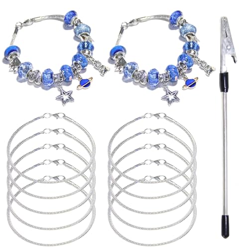 Exway Schlangen-Charm-Armband-Kette, 16,5 cm, silberfarbene Kette, Armband-Set mit Karabinerverschlüssen für Handwerk, DIY, Schmuckherstellung, 10 Stück von Exway