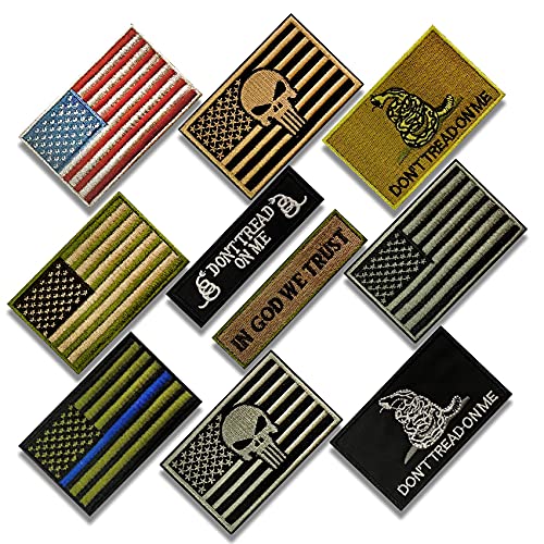 Eybros Aufnäher mit amerikanischer Flagge, 10 Bündel, taktische Morale Militär Patches von USA US für Rucksäcke, Hut, Armee-Ausrüstung usw. von Eybros