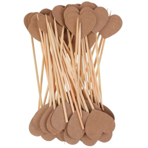 100pcs rustikaler Vintage Kraft Herz Hochzeit Brautdusche Cupcake Picks TOPPER von Eyccier