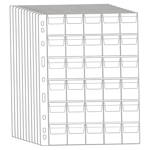 10pcs Coin-Taschenseiten 30-Pocket 9-Loch Transparent PVC-Münz Binder Seiten Mehrzweckhalter für Kollektoren für Stempel, Währung. 10pcs Coin-Taschenseiten 30-Pocket 9-Loch Transparent PVC-Münz Binder Seiten Mehrzweckhalter für Kollektoren für Stempel, Währung. von Eyccier