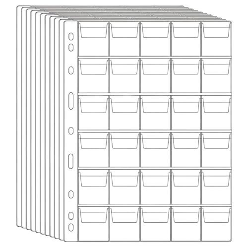 10pcs Coin-Taschenseiten 30-Pocket 9-Loch Transparent PVC-Münz Binder Seiten Mehrzweckhalter für Sammler für Briefmarken, Währung. 10pcs Coin-Taschenseiten 30-Pocket 9-Loch Transparent PVC-Münz Binder Seiten Mehrzweckhalter für Sammler für Briefmarken, Währung. von Eyccier