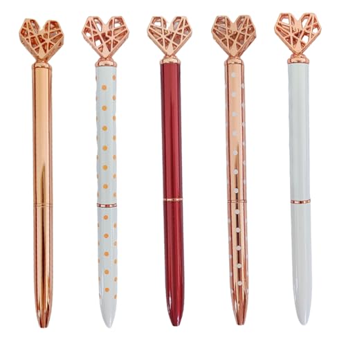 Eyccier 5pcs Metall -Kugelschreiber mit Herztopper, 5 Farben 5 -Zoll -Kugelschreiber, glatte Schreiben tragbare Stifte für Zuhause, Schule, Büro. Eyccier 5pcs Metall -Kugelschreiber mit Herztopper, 5 Farben 5 -Zoll -Kugelschreiber, glatte Schreiben tragbare Stifte für Zuhause, Schule, Büro. von Eyccier