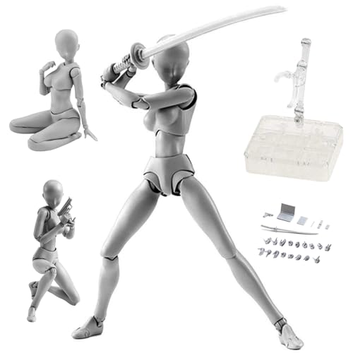 Eyccier Mini Actionfigur bewegliche Gesten PVC Leichtgewichtiges Modell Stands Mini Doll Set mit Sockelunterstützungsaktion für Skizzieren, Malen, Zeichnen von Frauen von Eyccier