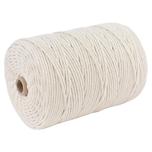 Makramekabel 1mm x 100 m natürliche Baumwoll -Makrame -Seil Makrame -Seil -Baumwollkabel Einer Strang Dicke Makrame -Garn -Macrame -Schnur für Pflanzenbügel Wandhänge Stricken DIY -Heimdekorationen von Eyccier