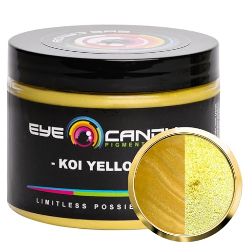 Eye Candy Premium Mica-Pulver-Pigment "Koi Yellow" (50 g) Mehrzweck-DIY-Kunst und Handwerk Zusatzstoff | Holzbearbeitung, Epoxidharz, natürliche Badekugeln, Farbe, Seife, Nagellack, Lippenbalsam (Koi Yellow, 50 g) von Eye Candy