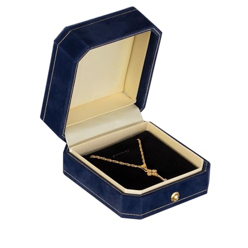 Halsketten-Box, Samt-Anhänger-Geschenk-Box, lange Kette, Schmuck-Präsentationsboxen, Ohrring-Armband, Aufbewahrungsbox für Hochzeit, Verlobung (blau) von Eyerayo