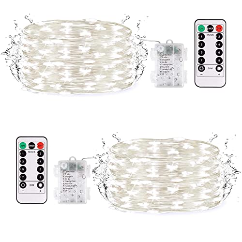 Lichterkette Weihnachtsbaum, Lichterkette Außen Innen, 2 x 50 LED Lichterkette Batterie Mit Timer Fernbedienung, 5M Mini Batterie Betrieb 8 Modi Weiße Outdoor Weihnachten Kinderzimmer Weihnachtsdeko Lichterkette Weihnachtsbaum, Lichterkette Außen Innen, 2 x 50 LED Lichterkette Batterie Mit Timer Fernbedienung, 5M Mini Batterie Betrieb 8 Modi Weiße Outdoor Weihnachten Kinderzimmer Weihnachtsdeko von Eyesgood