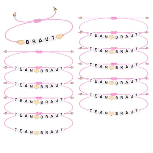 Eyezeeption 12 Stück Rosa Jga Armbänder Frauen Team Braut Jga Accessoires Frauen, Junggesellenabschied Frauen Jga Deko Frauen Team Bridesmaids Jungessellinnenabschied Braut Team Bride Armbänder. von Eyezeeption