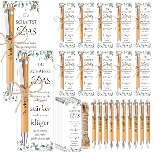 Eyezeeption 12 Stück Viel Glück Prüfung Bambus Kugelschreiber Abschiedsgeschenk Schüler, Du Schaffst Das Glücksstift Inspirierende Kleine Geschenke zum Abschied Abschiedsgeschenk für Schulklasse. von Eyezeeption