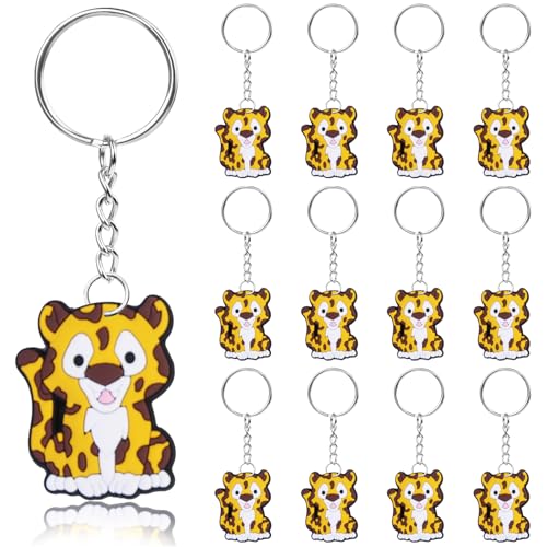 Eyezeeption 30 Stück Leopard Schlüsselanhänger Kinder Schule Mitgebsel Kindergeburtstag Leopard Deko, Schlüsselanhänger Waldtiere Abschiedsgeschenk Kinder Give Aways Kindergeburtstag für Mädchen Junge von Eyezeeption