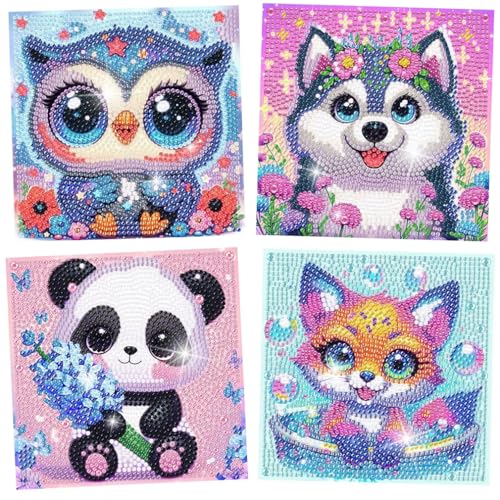 Eyezeeption Diamond Painting Kinder ab 6 7 8 9 10 11 12 Mädchen Jungs Diamant Painting Bilder, Diamond Painting Klein Set Tiere (A) von Eyezeeption