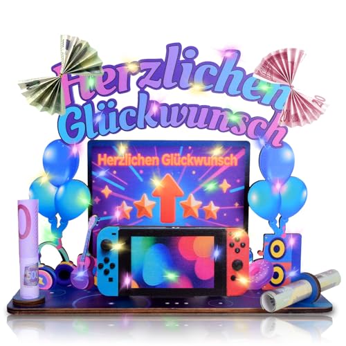 Jugendweihe Geschenke Junge，Zocker Geschenk Gamer Geschenk Geldgeschenk Geburtstagskarte Mann，Verpackung Geburtstag Gaming Zimmer Deko Aus Holz Geldgeschenk Jugendweihe von Eyezeeption