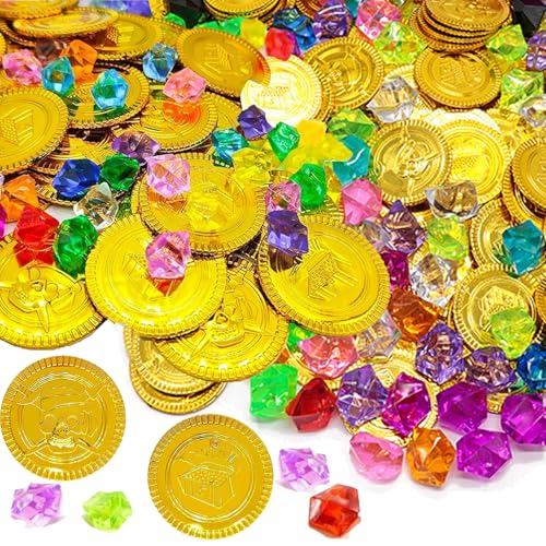 100 Stück Piratenschatz Set mit 50 Goldmünzen und 50 Edelsteine,für Piraten Deko Mitgebsel,Piratenparty Kindergeburtstag,Schatzsuche Kindergeburtstag,Halloween Abenteuer Themen Event Party Zubehör 100 Stück Piratenschatz Set mit 50 Goldmünzen und 50 Edelsteine,für Piraten Deko Mitgebsel,Piratenparty Kindergeburtstag,Schatzsuche Kindergeburtstag,Halloween Abenteuer Themen Event Party Zubehör von Eymobad
