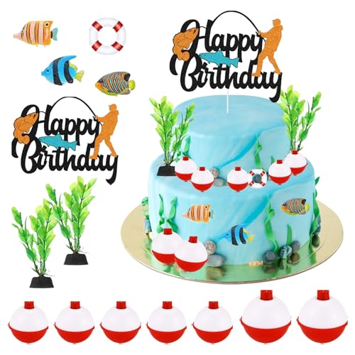 14pcs Angler Cake Topper Set,Kuchendekoration Kindergeburtstag Angeln Theme Party Tortendeko,mit Mini Fisch Figuren Ornament,für Jungen Mann Geburtstagsparty Kuchen Dekoration 14pcs Angler Cake Topper Set,Kuchendekoration Kindergeburtstag Angeln Theme Party Tortendeko,mit Mini Fisch Figuren Ornament,für Jungen Mann Geburtstagsparty Kuchen Dekoration von Eymobad