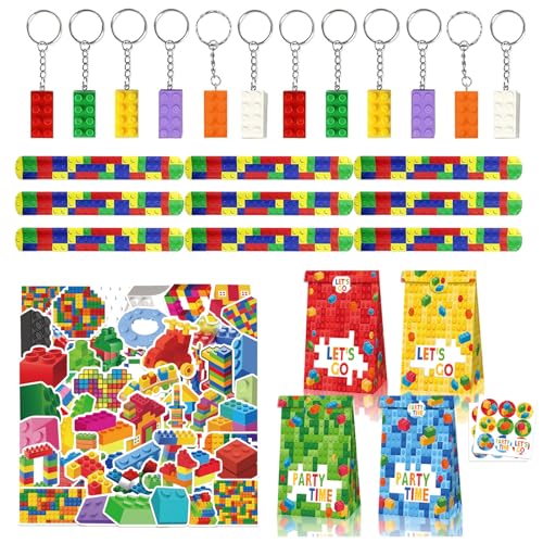 86Pcs Bausteine Geburtstag Mitgebsel Kindergeburtstag,12 Kinder Slap Armbänder,12 Schlüsselanhänger ,12 Geschenktüte und 50 Aufklebers,DIY Blöcken Themen Party Geschenk für Kinder Jungen Mädchen 86Pcs Bausteine Geburtstag Mitgebsel Kindergeburtstag,12 Kinder Slap Armbänder,12 Schlüsselanhänger ,12 Geschenktüte und 50 Aufklebers,DIY Blöcken Themen Party Geschenk für Kinder Jungen Mädchen von Eymobad