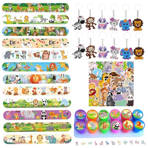 Eymobad 76Pcs Tiere Party Mitgebsel Kinder,Dschungel Geburtstag Gastgeschenke mit Tier Schnapparmband Schlüsselanhänger Stempel Aufkleber,Tiere Party Zubehör für Junge Mädchen Geburtstags Geschenke Eymobad 76Pcs Tiere Party Mitgebsel Kinder,Dschungel Geburtstag Gastgeschenke mit Tier Schnapparmband Schlüsselanhänger Stempel Aufkleber,Tiere Party Zubehör für Junge Mädchen Geburtstags Geschenke von Eymobad