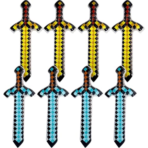 Eymobad Aufblasbares Schwertspielzeug,8 Stück Aufblasbare Waffen Set,Aufblasbares Pixel Schwert,Geschenke für Kinder Set,für Geburtstagsparty Cosplay Pool Party Halloween Partyzubehör von Eymobad