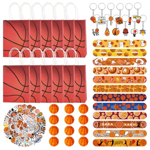 Eymobad Basketball Partygeschenke,98 Stück Basketball Party Mitgebsel Set,Armbänder Papiertüten Schlüsselanhänger Mini- Basketball-Stressbälle Aufkleber,Sport Partyzubehör,für Kinder, Basketball-Fans Eymobad Basketball Partygeschenke,98 Stück Basketball Party Mitgebsel Set,Armbänder Papiertüten Schlüsselanhänger Mini- Basketball-Stressbälle Aufkleber,Sport Partyzubehör,für Kinder, Basketball-Fans von Eymobad
