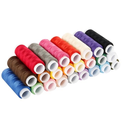 24 Stück Nähgarn 100％ Polyester, Nähgarn für Nähmaschine Reißfestigkeit 24 Farben 200 Yard, Overlockgarn für Nähen Patchwork Weberei von Eyoulife