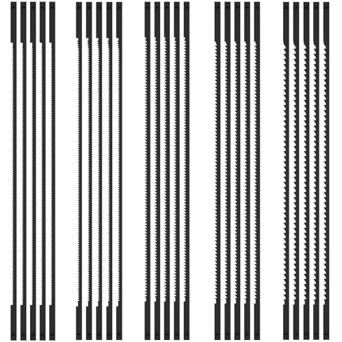 25-Teiliges Dekupiersägeblatt Set 127mm, Laubsägeblätter Rund Feinschnitt 10/15/18/24/28, Sägeblätter Robustem Kohlenstoffstahl für Alle Sägen Schneiden Holz Dünnem Metall von Eyoulife