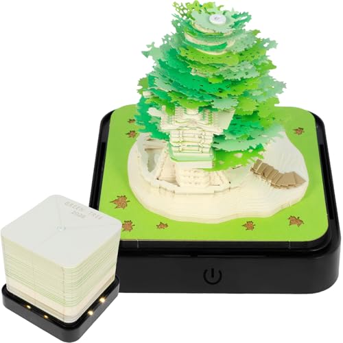 3D Abreißkalender 2026 Weihnachten, 365 Tage Schreibtischkalender mit Lampe Base, Time Piece Calendar 2026 Kunstdruckpapier Skulptur, für Notizblock Kreative Weihnachtsgeschenke (Stil 1) von Eyoulife