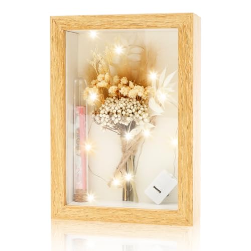3D Bilderrahmen zum Befüllen Holz 12x17cm mit Reagenzglas Getrocknete Blume Lichtleiste für Valentinstag Jahrestag Hochzeit 3D Bilderrahmen zum Befüllen Holz 12x17cm mit Reagenzglas Getrocknete Blume Lichtleiste für Valentinstag Jahrestag Hochzeit von Eyoulife